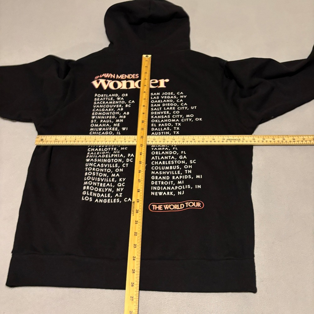 Shawn Mendes Wonder The World Tour 2022 Mens Black Graphic Hoodie Medium Cotton - Picture 5 of 5